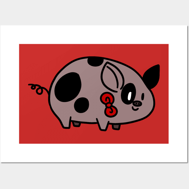 Spotted Bow Tie Piggy Wall Art by saradaboru